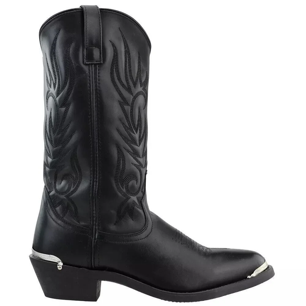 Laredo Boots Men's 10D McComb Round Toe Cowboy Black Casual Western Leather